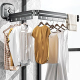 Wall Mounted Suction Cup Folding Clothes Drying Rack