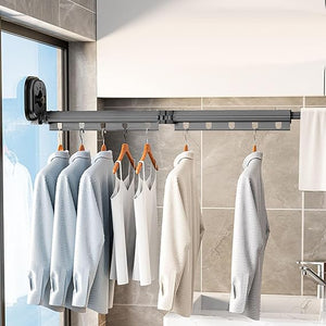 Wall Mounted Suction Cup Folding Clothes Drying Rack