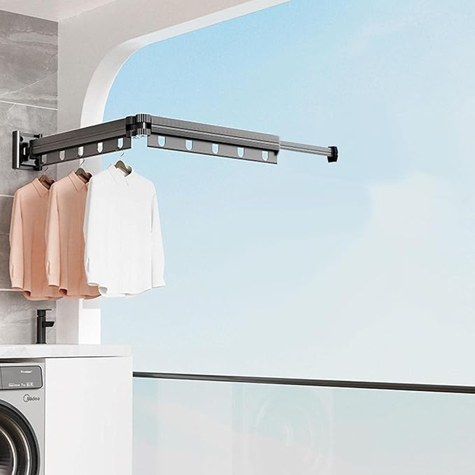 Wall Mounted Suction Cup Folding Clothes Drying Rack