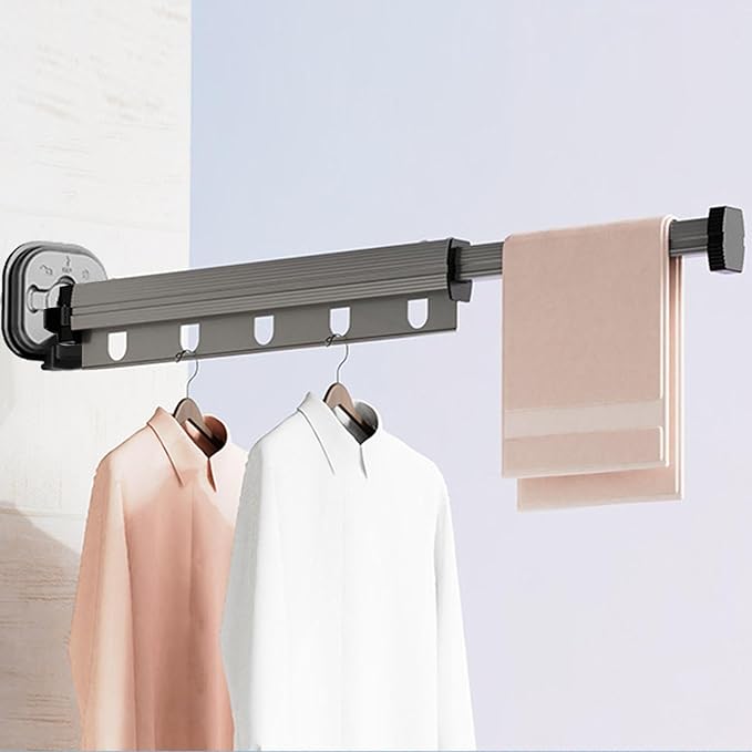 Wall Mounted Suction Cup Folding Clothes Drying Rack