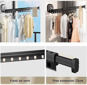 Wall Mounted Suction Cup Folding Clothes Drying Rack