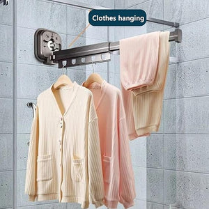 Wall Mounted Suction Cup Folding Clothes Drying Rack